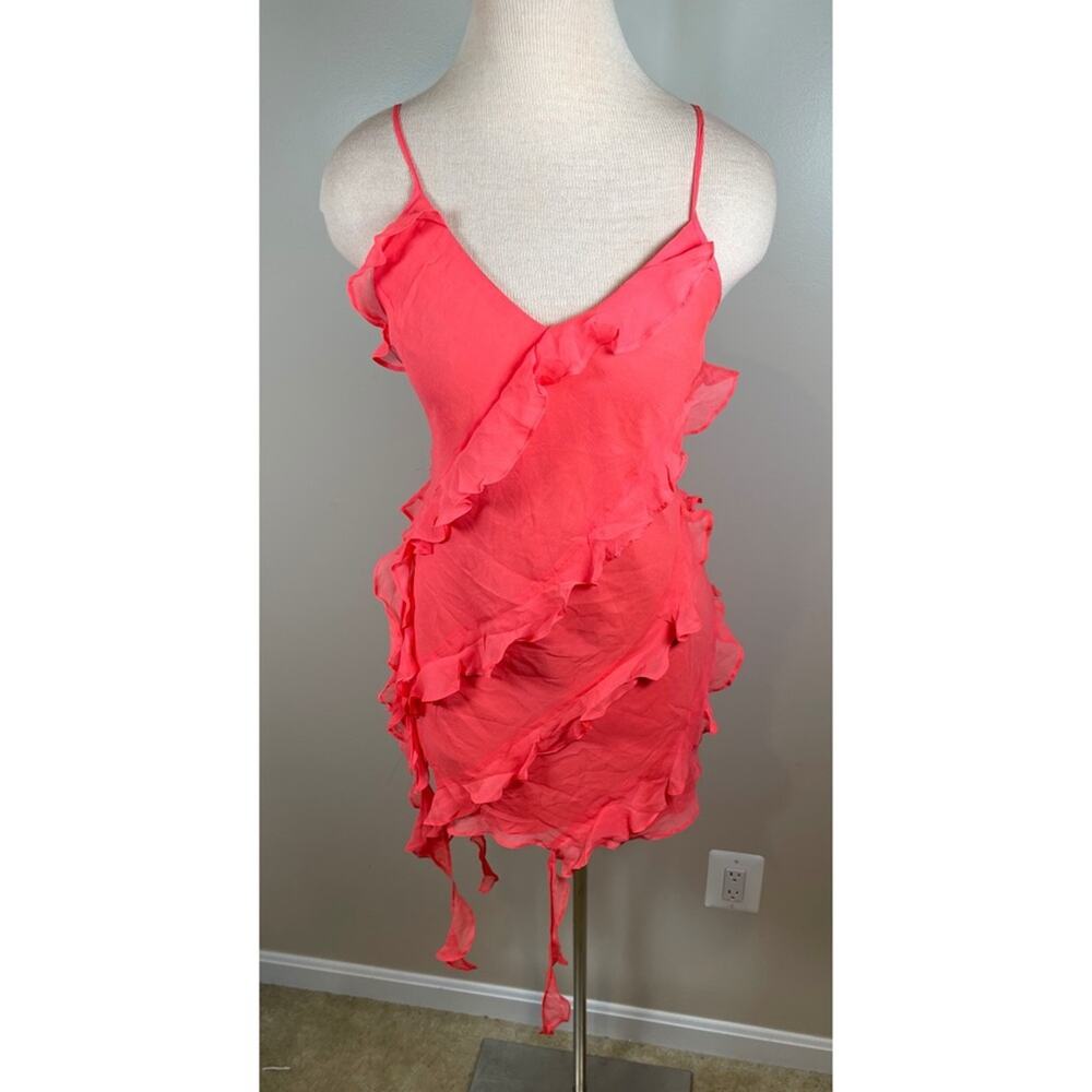 AMANDA UPRICHARD Belladonna New Fluro Ruffle Mini Dress Size Small - Picture 3 of 8